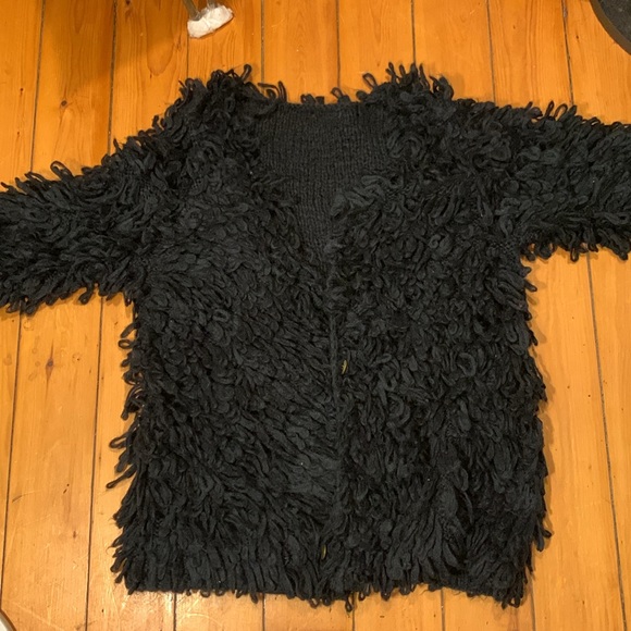 HANDKNIT BLACK LOOPS SWEATER CARDIGAN V NECK SCHIAPARELLI - Picture 12 of 16